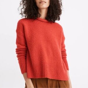 Madewell Fulton Burnt Orange Knit Sweater Size M Alpaca/Wool Blend
